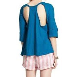 NWT free people Slub knit Back cutouts Top Blue